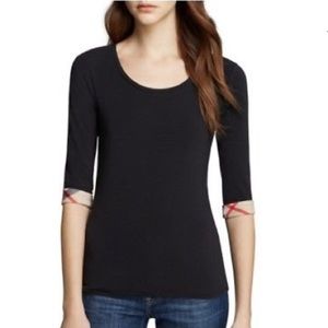 Like new! XS Burberry Cuff 3/4 sleeve Black Shirt